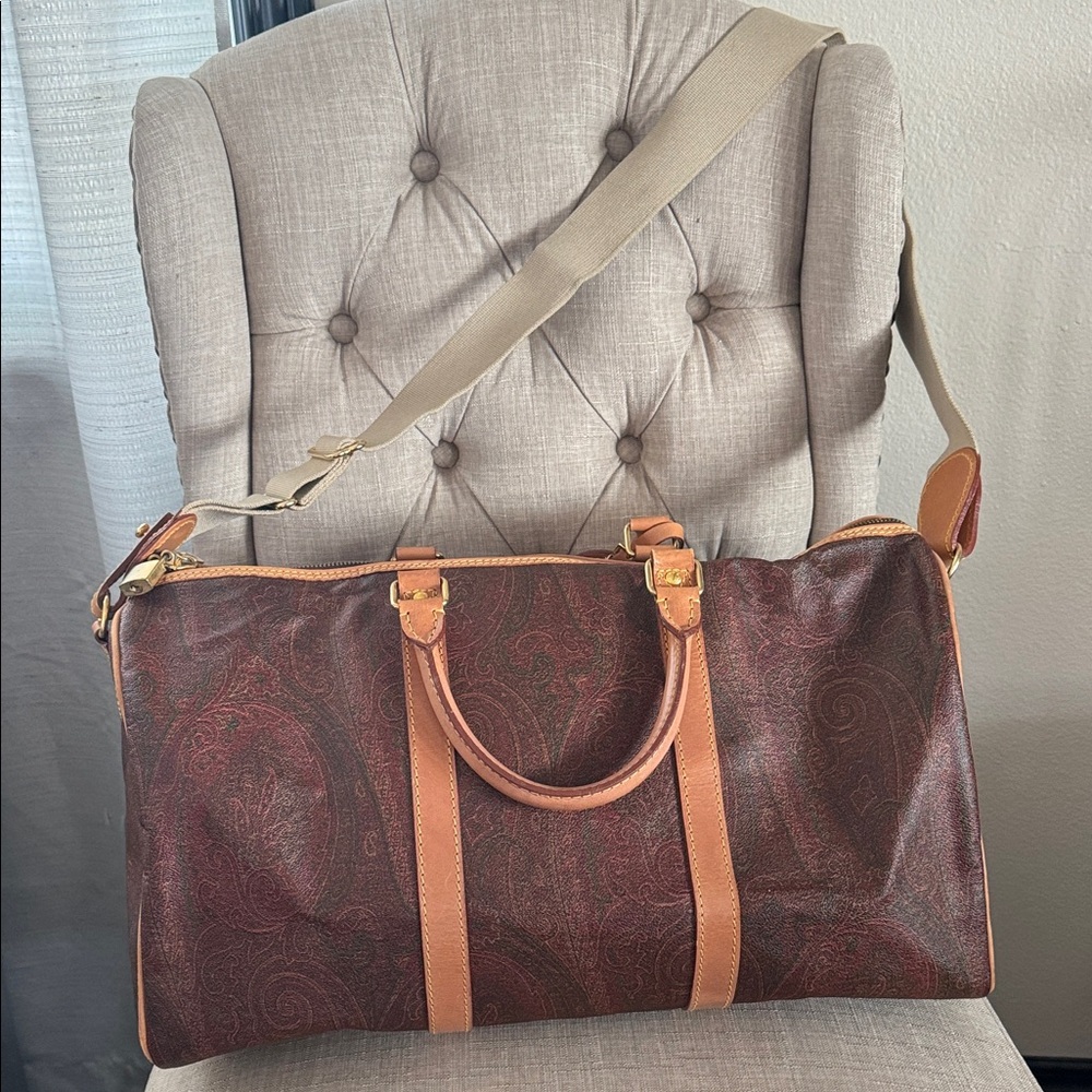 Vintage Luggage Italian Designer ETRO in Brown Paisley Men's Bag